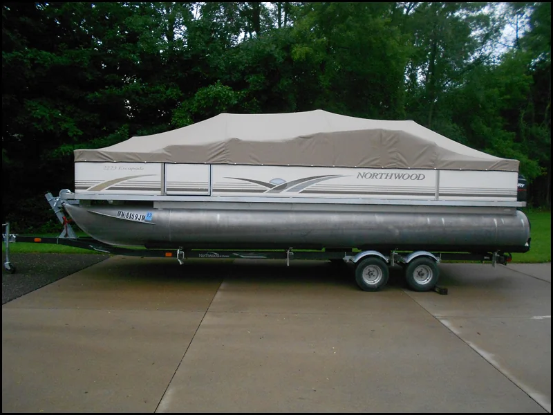 Custom boat cover on a Northwood, view 1